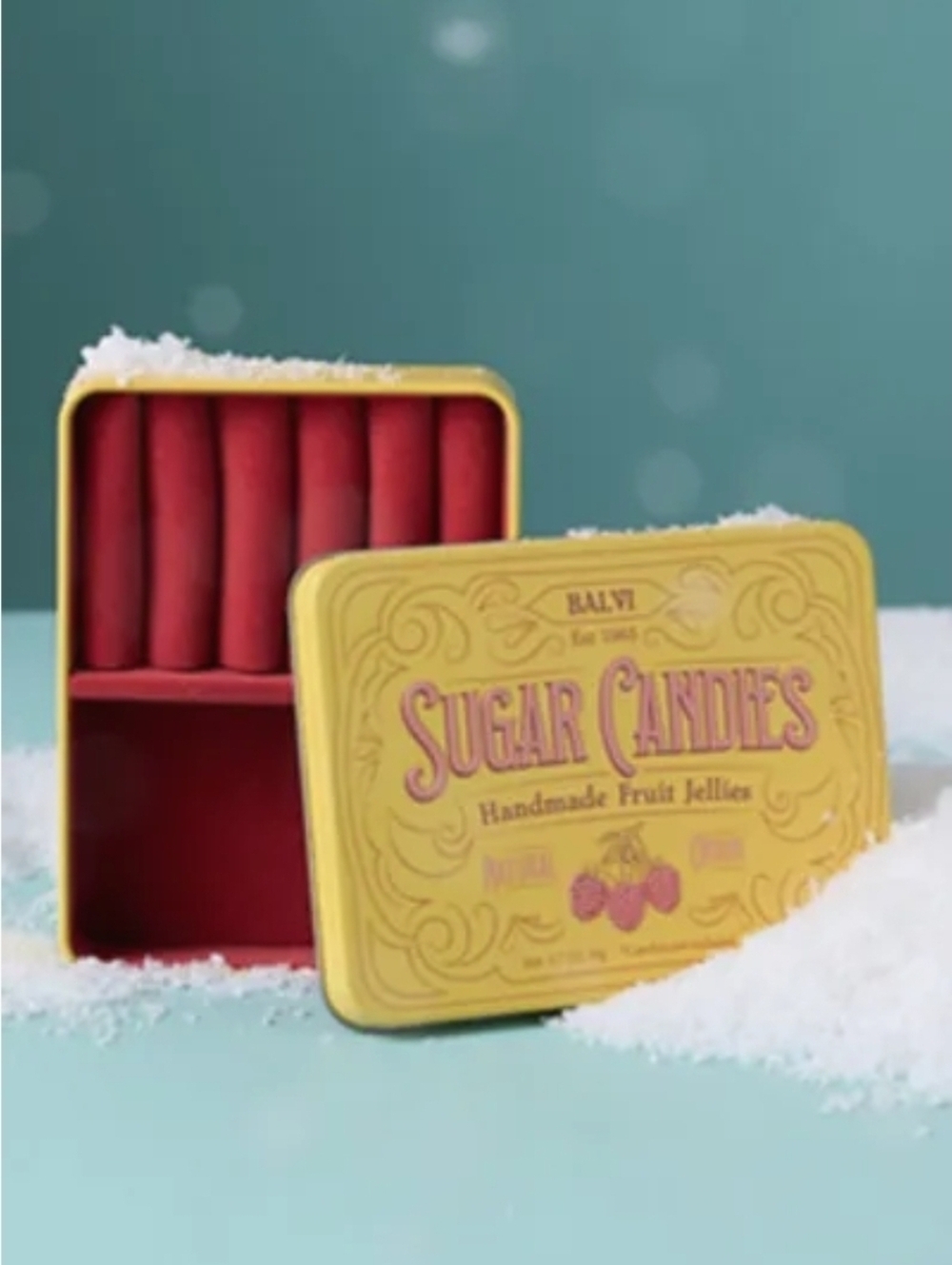 Anthropologie Sweets Tin Jewelry Box SUGAR CANDIES Yellow